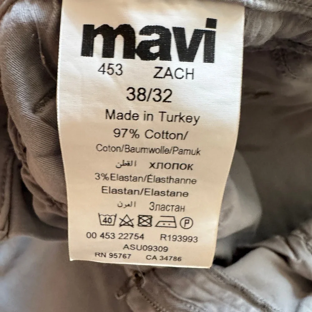 Mavi Jeans‎ Zach Straight Leg Grey Mens Pants 38x32 Stretch Cotton 453 ASU09309